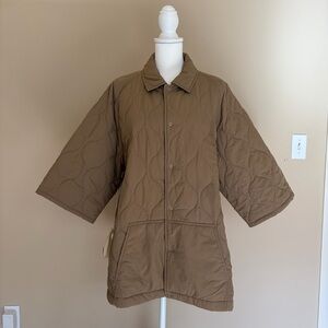 MERELY MADE Quilted Kimono Sleeve Jacket Minimalist Oversized Sz M/L Lagenlook